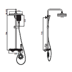 Bocchi Multi Termostatik Banyo Bataryası ve Duş Kolonu, Gün Metal - 2