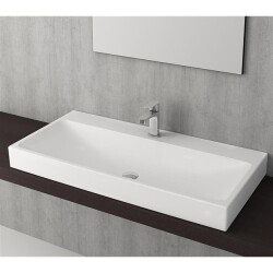 Bocchi Scala Arch Tezgah Üstü Lavabo 100 cm Mat Beyaz 1079-002-0126 - 2