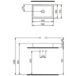 Bocchi Slim Line Dikdörtgen Lavabo 55x38 cm Mat Bronz - 2