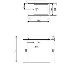 Bocchi Slim Line Dikdörtgen Lavabo 60x38 cm Mat Beton - 2