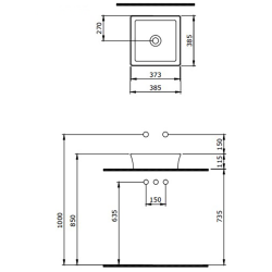 Bocchi Slim Line Kare Lavabo 38x38 cm Mat Beton - 2