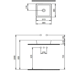 Bocchi Slim Line Kare Lavabo 38x38 cm Mat Petrol Mavisi - 2