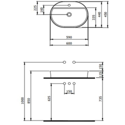 Bocchi Slim Line Oval 60x45 cm Mat Buz Mavisi - 2