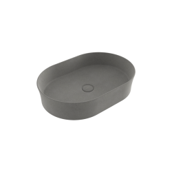 Bocchi Slim Line Oval Lavabo 55x38 cm Mat Beton - 1