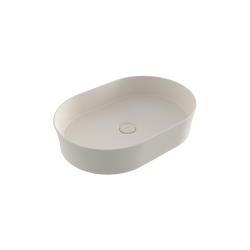 Bocchi Slim Line Oval Lavabo 55x38 cm Parlak Bisküvi - 1