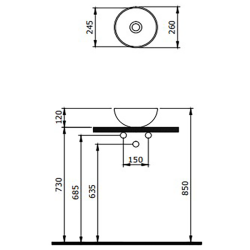 Bocchi Slim Line Vessel Yuvarlak Mini Lavabo 26 cm Mat Petrol Mavisi - 2