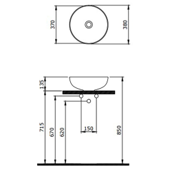 Bocchi Slim Line Yuvarlak Lavabo 38 cm Mat Beton - 2