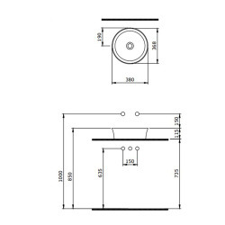 Bocchi Slim Line Yuvarlak lavabo 38 cm Mat Petrol Mavisi - 2