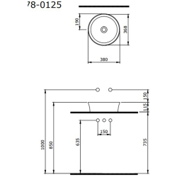 Bocchi Slim Line Yuvarlak lavabo 38 cm P.Burgonya Bordosu - 2