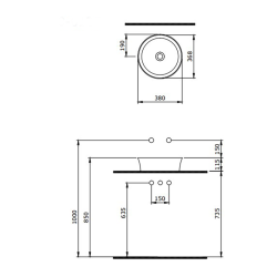 Bocchi Slim Line Yuvarlak lavabo 38 Mat Bronz - 2