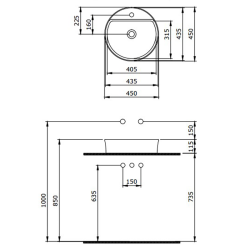 Bocchi Slim Line Yuvarlak Lavabo Mat Beyaz - 2