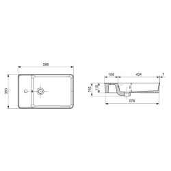 Bocchi Sottile Slim Line Çanak Lavabo 60 Cm Parlak Beyaz 1479-001-0126 - 3