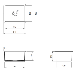 Bocchi Sotto 61 cm Mutfak Eviyesi Mat Gri - 2