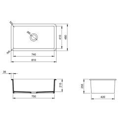 Bocchi Sotto 81 cm Mutfak Eviyesi Mat Antrasit - 2