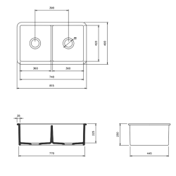 Bocchi Sotto 85 cm Mutfak Eviyesi Parlak Bisküvi - 2