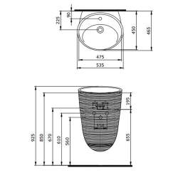 Bocchi Strata Monoblok Lavabo Mat Beyaz - 2