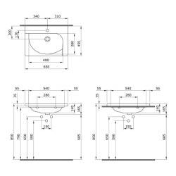 Bocchi Taormina Arch Etajerli Lavabo, 65 cm, Parlak Beyaz 1009-001-0126 - 3