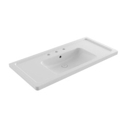 Bocchi Taormina Pro Lavabo Üç Delikli 105 cm Parlak Beyaz 1118-001-0127 - 1