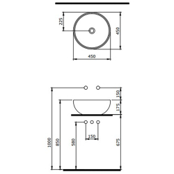 Bocchi Venezia 45 cm Çanak Lavabo Mat Beton - 2