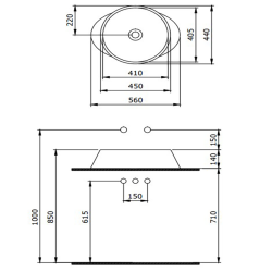 Bocchi Venezia 56 cm Çanak Lavabo Mat Petrol Mavisi - 2