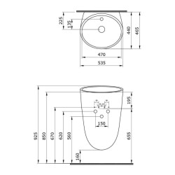 Bocchi Venezia Asma Monoblok Lavabo Parlak Beyaz 1083-001-0126 - 3