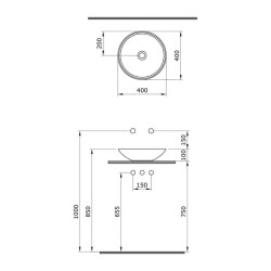 Bocchi Venezia Çanak Lavabo 40 cm Parlak Bisküvi 1120-014-0125 - 3