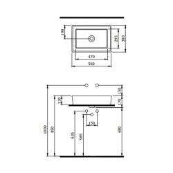 Bocchi Vessel 56 cm Dikdörtgen Lavabo Mat Beton Lavabo - 2