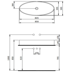 Bocchi Vessel Elips Çanak Lavabo 85 cm Mat Beton - 2