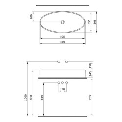 Bocchi Vessel Elips Çanak Lavabo 85 Cm Mat Beyaz 1014-002-0125 - 3