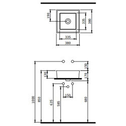 Bocchi Vessel Kare Tezgah Üstü Lavabo 38 cm Mat Beton - 2