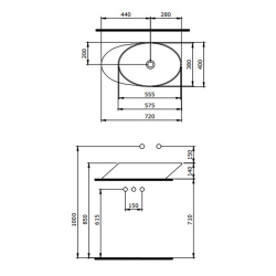 Bocchi Vessel Yatay Çanak Lavabo 72 cm Mat Beton - 2