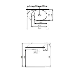 Bocchi Vessel Yatay Çanak Lavabo 72 cm Mat Beton - 2