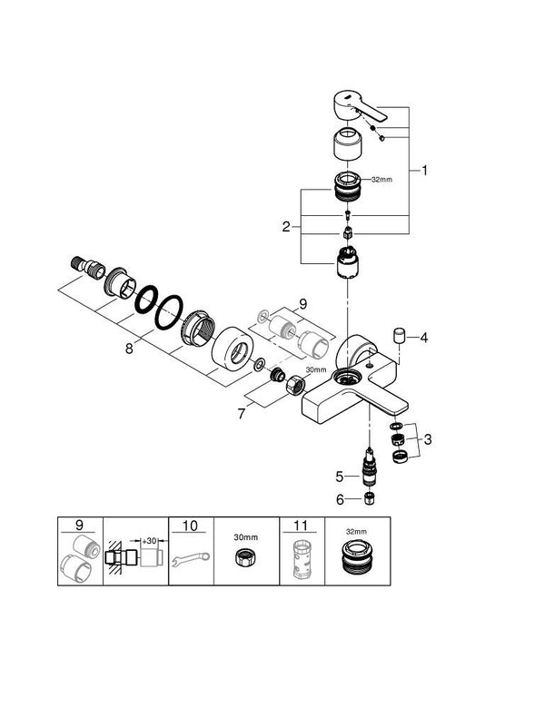 Grohe Lineare Tek Kumandalı Banyo Bataryası - 33849DC1