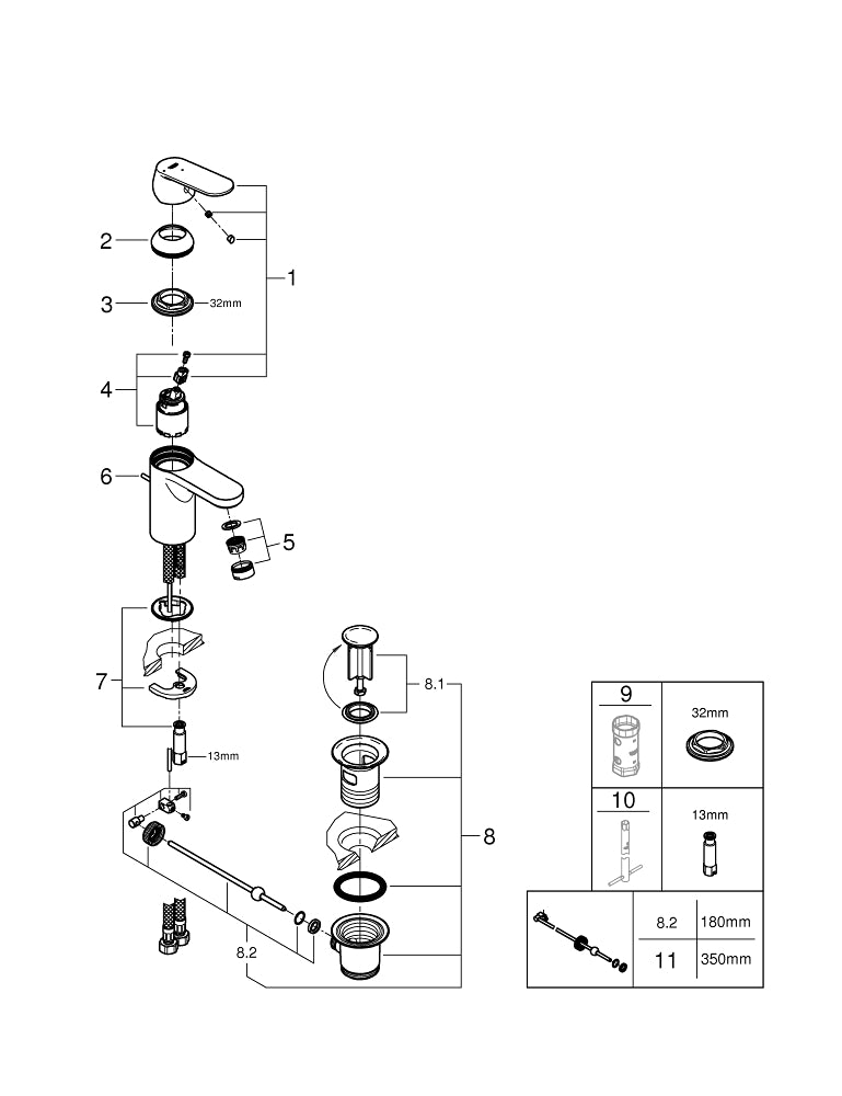 Grohe Eurocosmo Tek Kumandalı Lavabo Bataryası  S- Boyut - 2337700E