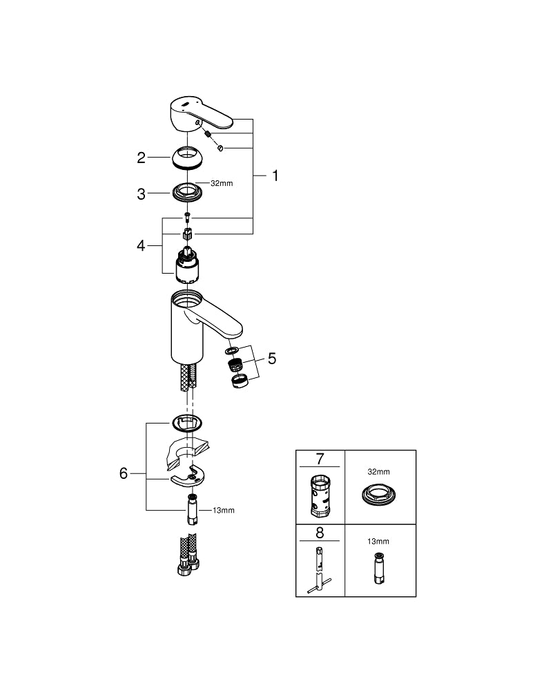 Grohe Eurostyle  Cosmopolitan Tek Kumandalı Lavabo Bataryası  S- Boyut - 3246820E