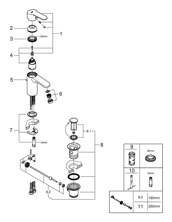 Grohe Eurostyle  Cosmopolitan Tek Kumandalı Lavabo Bataryası  S- Boyut - 3355220E