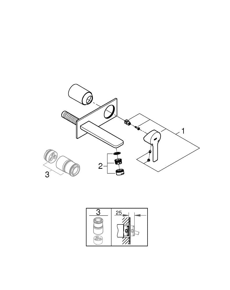 Grohe Lineare İki Delikli Lavabo Bataryası  M- Boyut - 19409AL1