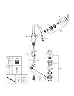 Grohe Eurocosmo Tek Kumandalı Lavabo Bataryası 1/2″  L- Boyut - 32830001
