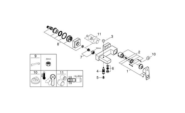 Grohe Eurocube Tek Kumandalı Banyo Bataryası - 23140000