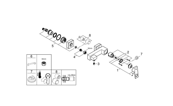 Grohe Eurocube Tek Kumandalı Duş Bataryası - 23145000