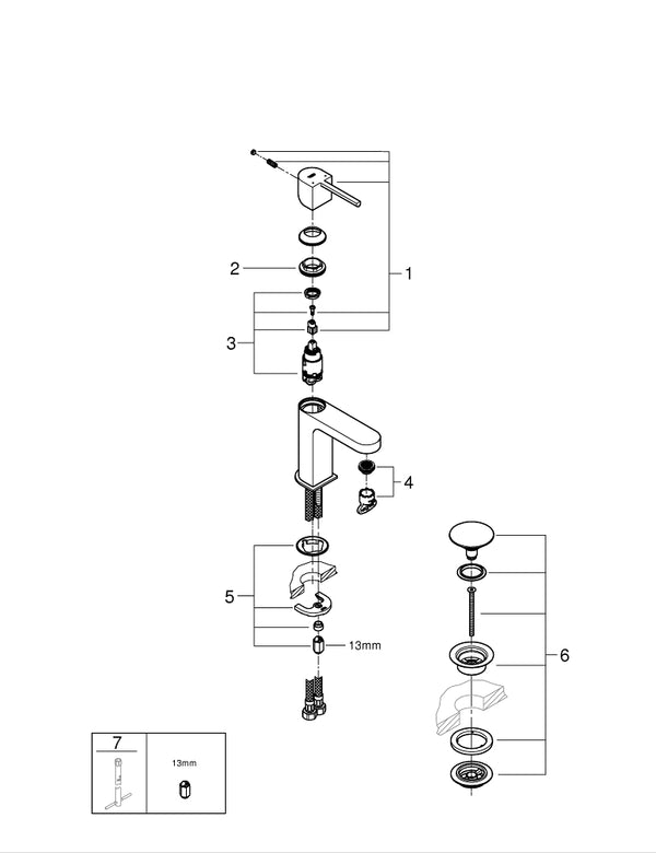 Grohe G R O H E  Plus Tek Kumandalı Lavabo Bataryası  S- Boyut - 33163003