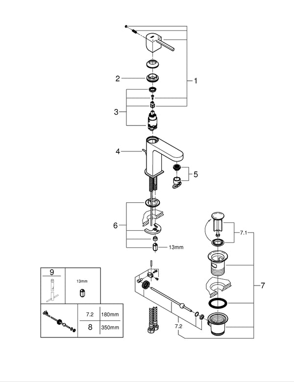 Grohe G R O H E  Plus Tek Kumandalı Lavabo Bataryası  S- Boyut - 32612003