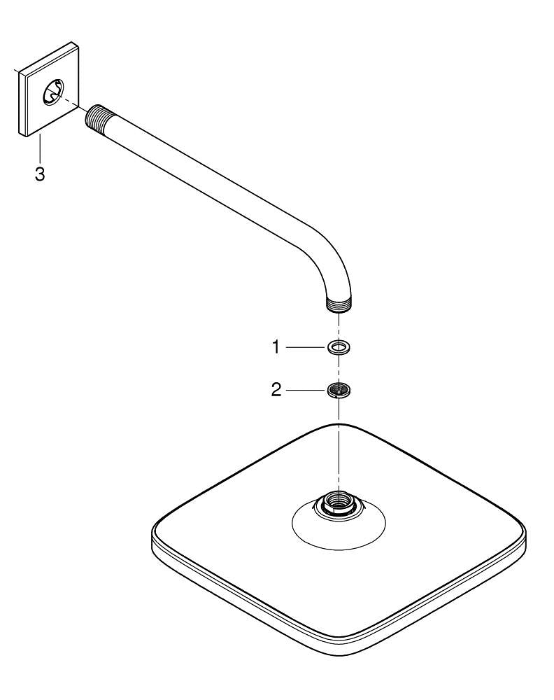 Grohe Tempesta 250  Cube Tepe Duşu Seti 380 Mm, Tek Akışlı - 266872430