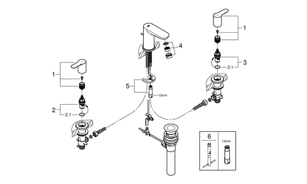 Grohe Bau Edge3 Delikli Lavabo Bataryası - 20197000