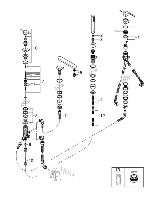 Grohe G R O H E  Plus Dört Delikli Küvet Bataryası - 29307003