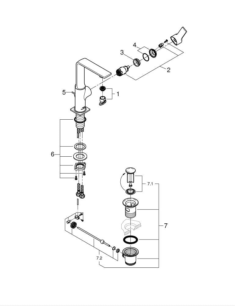 Grohe Allure Tek Kumandalı Lavabo Bataryası 1/2″  L- Boyut - 32146001