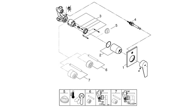 Grohe Bau Edge Tek Kumandalı Banyo Bataryası - 29353001