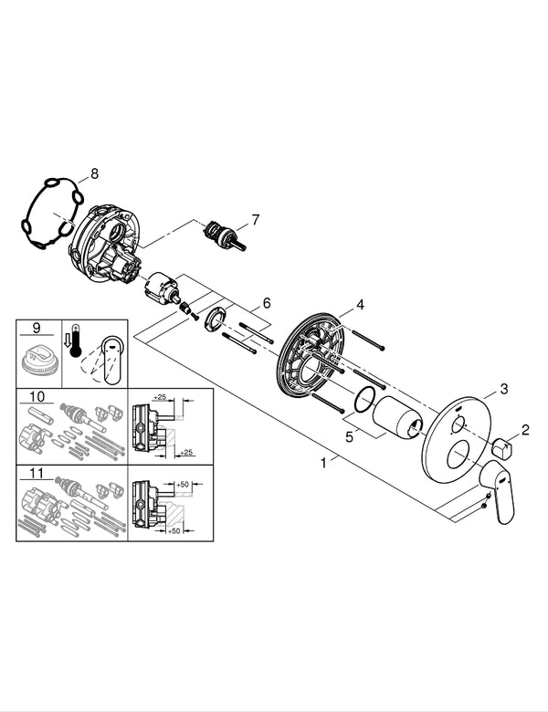 Grohe Eurocosmo Tek Kumandalı 3 Yönlü Banyo Bataryası - 24226000