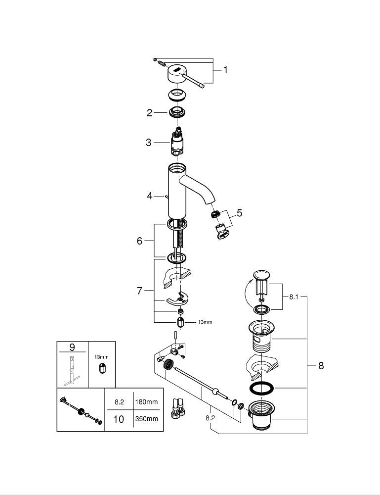 Grohe Essence Tek Kumandalı Lavabo Bataryası  S- Boyut - 24171001
