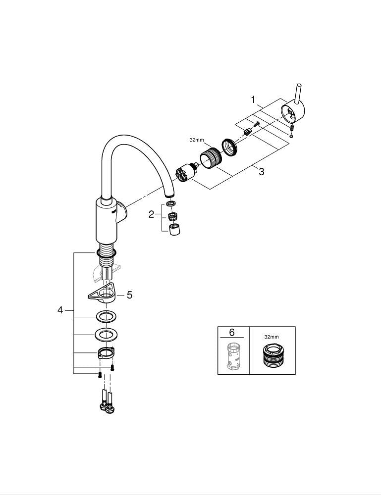 Grohe Concetto Tek Kumandalı Eviye Bataryası - 32661003